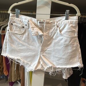 AGOLDE white denim shorts